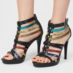 Multicolor Strappy High Heels